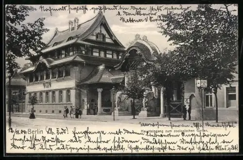 AK Berlin, Haupteingang zum Zoologischen Garten