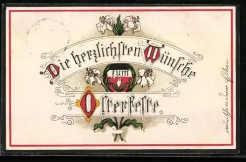 AK Weisse Blumen mit Ostergrüssen