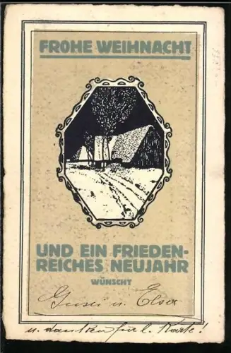 AK Verschneites Dorf, Weihnachten und Neujahr