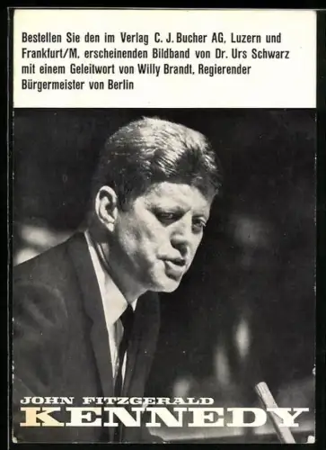 AK John Fitzgerald Kennedy, Reklame Bildband vom Verlag C. J. Bucher AG