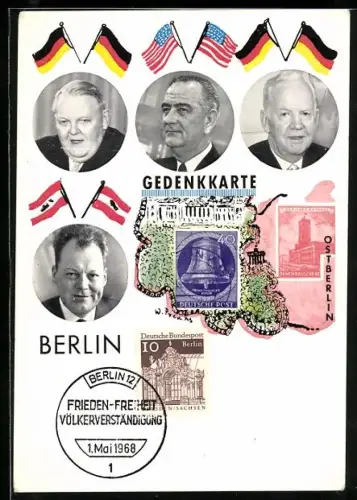 AK Porträts von Politikern, Willy Brandt, Gedenkkarte Ostberlin