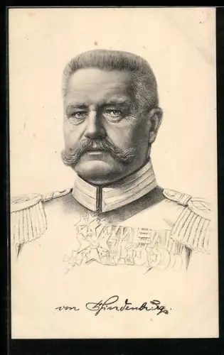 AK Portrait Generalfeldmarschall Paul von Hindenburg mit Ordenspange
