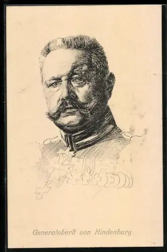 AK Paul von Hindenburg im Porträt mit Orden