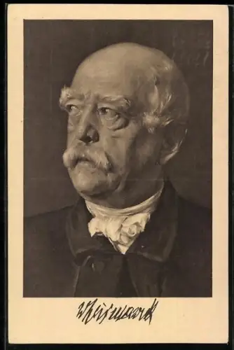 AK Otto von Bismarck, Portrait des Reichskanzlers mit Signatur