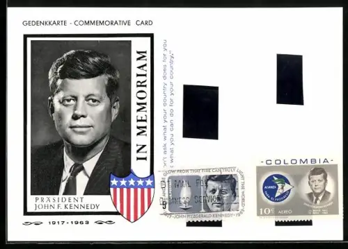 AK Portrait von John F. Kennedy mit Lebensdaten