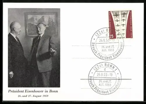 AK Portrait von US-Präsident Eisenhower in Bonn 1959