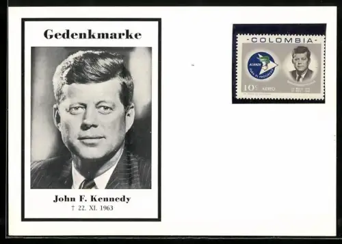 AK Portrait von John F. Kennedy mit Todesdatum