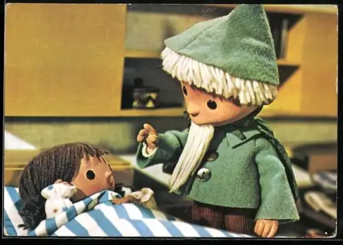 AK Sandmann bei einschlafendem Kind