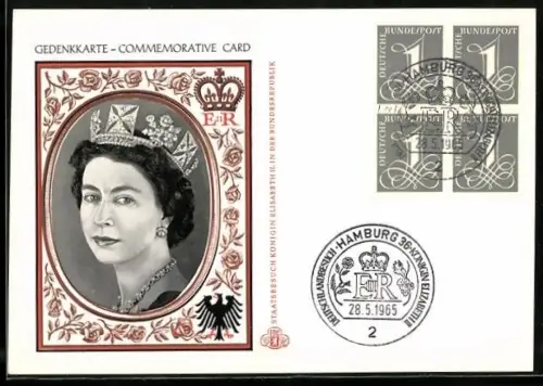 AK Gedenkkarte zum Deutschlandbesuch der Königin von England 1965