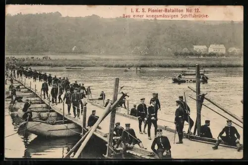 AK I.K.S. Pionier-Bataillon No. 12, Bau einer kriegsmässigen Schiffsbrücke