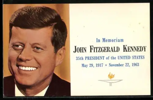 AK Portrait von John Fitzgerald Kennedy im Anzug, In Memoriam