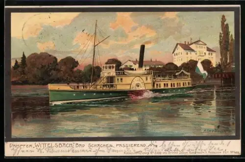 Künstler-AK Zeno Diemer: Bad Schachen, Dampfer Wittelsbach auf dem Starnberger See