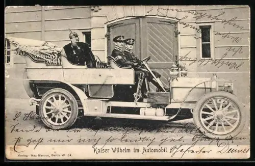 AK Kaiser Wilhelm II. im Automobil