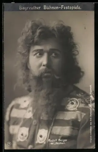 AK Bayreuth, Bühnen-Festspiele, Porträt Opernsänger Rudolf Berger im Kostüm als Gunther