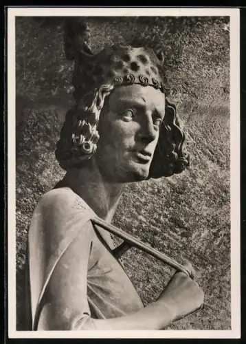 Foto-AK Deutscher Kunstverlag: Bamberg, Detailaufnahme des Reiters am Dom