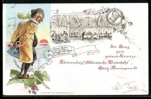 Lithographie Graz, Saal im Gasthaus Im Krug zum grünen Kranze in d. Herrengasse 13