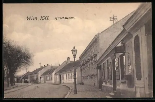 AK Wien, Hirschstetten, Strassenansicht mit Häusern