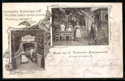 AK Wien, Grinzing, Restaurant J. Rohrhofers Heurigenschank, Cobenzlgasse 57
