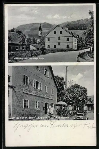 AK Engelhartszell a. d. Donau, Gasthaus zum goldenen Schiff, Bes. Hans Hagen