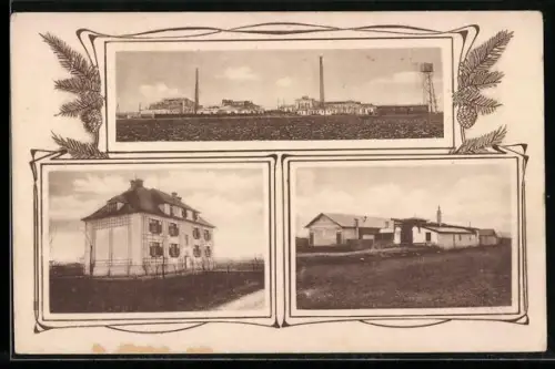 AK Atzenbrugg /N.-Ö., Moosbierbaum, Fabrik im Jugendstil-Passepartout