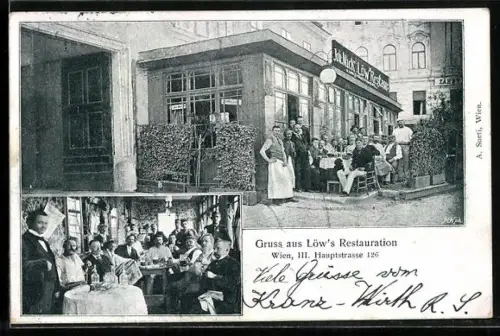 AK Wien, Löw`s Restaurant in der Hauptstrasse 126