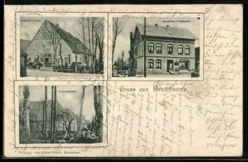 AK Bruchhausen, Gasthaus Schaper, Geschäftshaus W. Mestwerdt, Die Schwarzbach