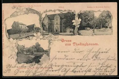 AK Thedinghausen, Hotel Meyerholz, Gartenpartie, Erbhof