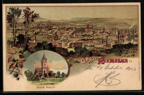 Lithographie Reichenbach, Göltzschtalbrücke, Gesamtansicht