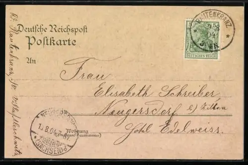 Lithographie Rautenkranz, Panorama, Schule