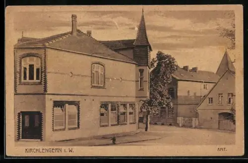 AK Kirchlengern i. W., Strassenpartie mit Amt