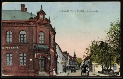 AK Goldberg i. Meckl., Postamt in der Langestrasse