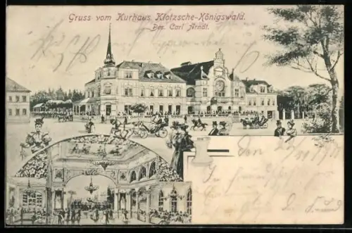 AK Königswald, Kurhaus Klotzsche von Carl Arndt mit Innenansicht