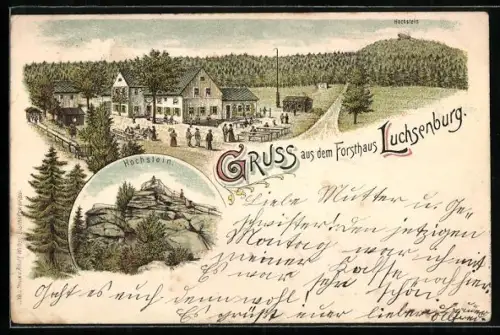 Lithographie Ohorn, Forsthaus Luchsenburg, Hochstein