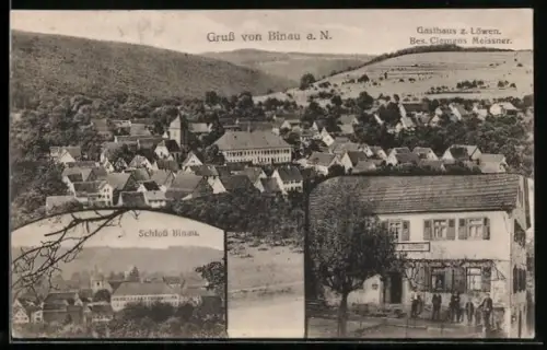 AK Binau a. N., Gasthaus zum Löwen, Schloss Binau, Teilansicht