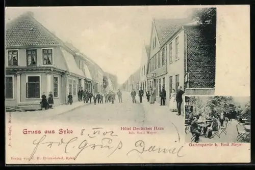 AK Syke, Hotel Deutsches Haus, Gartenpartie vom Restaurant