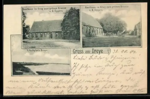 AK Dreye, Gasthaus im Krug zum grünen Kranze, Löschplatz