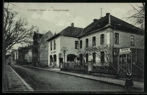 AK Verden /Aller, Partie in der Ostertorstrasse mit Victoria-Hotel