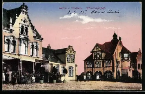 AK Heide i. Holstein, Partie am Kleinbahnhof mit Hotel Stadt Hamburg