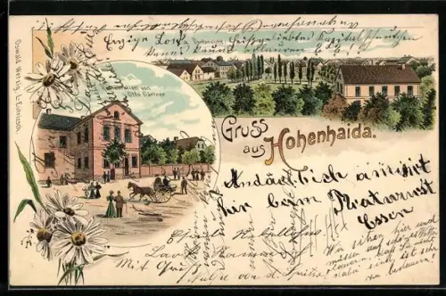 Lithographie Hohenhaida, Totalansicht und Restaurant von Otto Gärtner