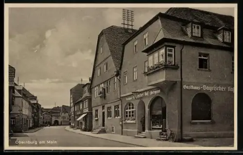 AK Obernburg am Main, Strassenpartie mit Geschäften, Gasthaus Bayrischer Hof