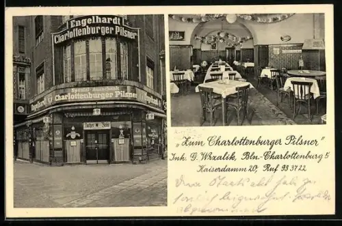 AK Berlin-Charlottenburg, Gasthaus Zum Charlottenburger Pilsner, Inh. G. Wrzalik am Kaiserdamm 20