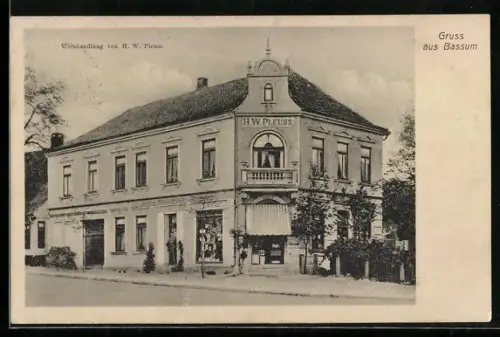 AK Bassum, Partie an der Weinhandlung von H.W. Pleuss