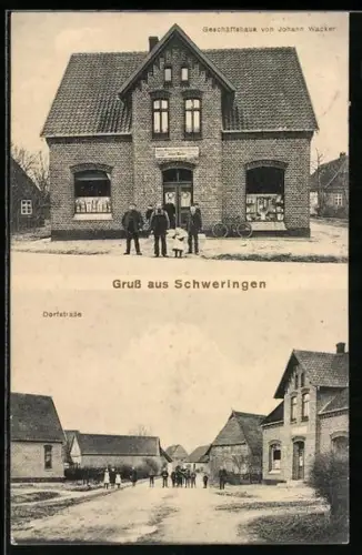 AK Schweringen, Geschäft von Johann Wacker, Dorfstrasse