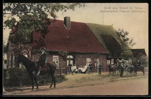AK Graue /Hoya, Gasthaus von Friedrich Hittmeyer mit Besuchern