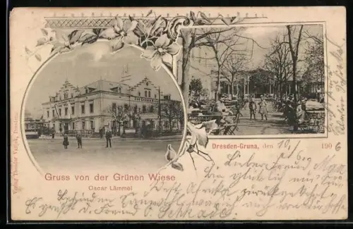 AK Dresden-Gruna, Gasthaus Grüne Wiese, Inh. Oscar Lämmel