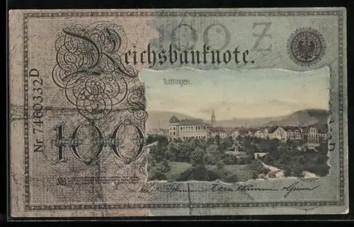 AK Tuttlingen, Ortsansicht im Geldscheinpassepartout