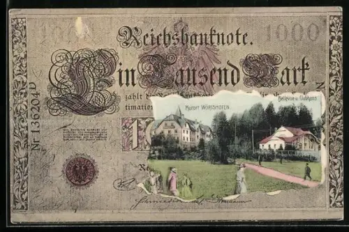 AK Wörishofen, Bellevue und Clubhaus im Geldscheinpassepartout