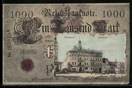 AK Helmstedt, Marktplatz im Geldscheinpassepartout