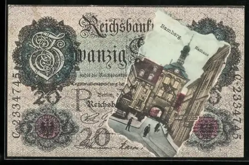 AK Bamberg, Rathaus im Geldscheinpassepartout
