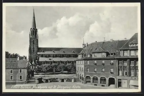AK Essen-Borbeck, Marktplatz, St. Dionysius-Kirche